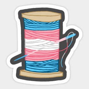 Thread Spool of Transgender Pride Flag Japanese Ocean Wave Sticker